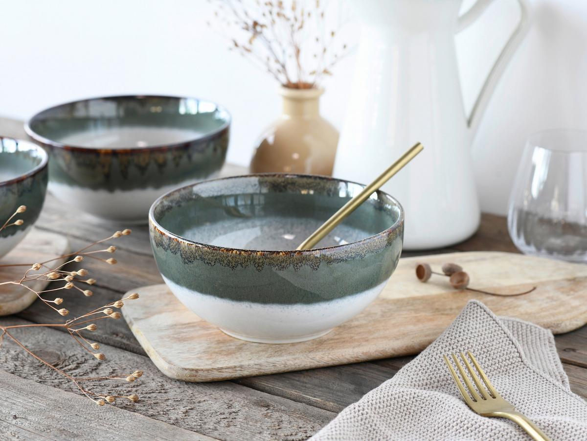 Schüsselset Cascade Weiß/Blaugrau 4-teilig - Blaugrau/Weiß, Design - Creatable