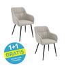 Armlehnstuhl Alessandro Webstoff Beige Gepolstert - Beige/Schwarz, MODERN, Holz/Textil (54/86/60cm) - Ondega