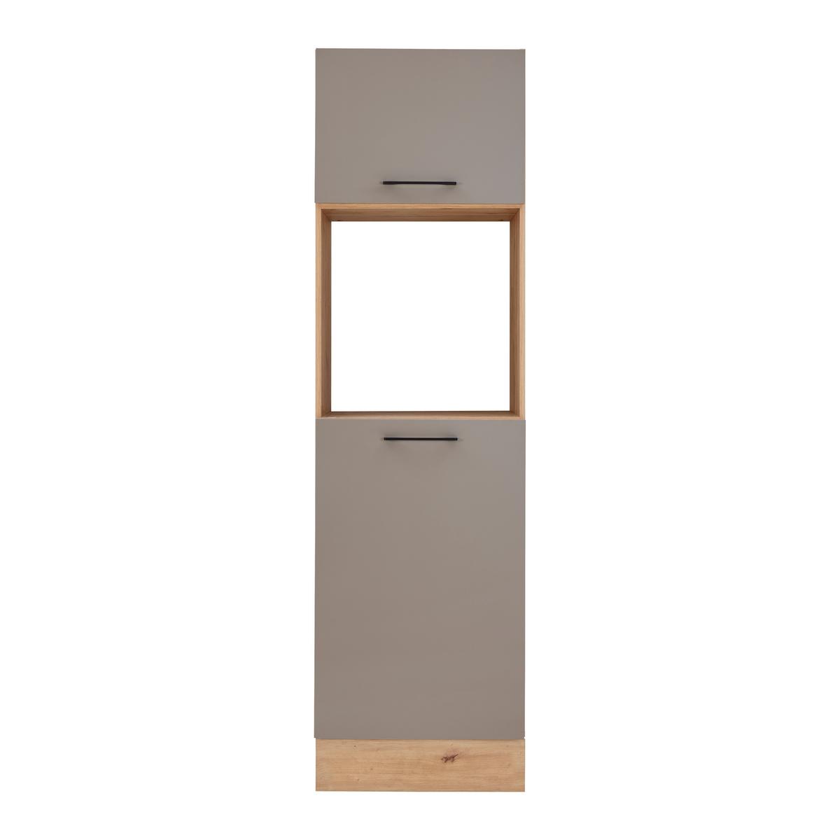 Skrinka na vstavané spotrebiče LINZ, bez spotrebičov - čierna/sivá, Modern, kov/kompozitné drevo (60/211/57cm)