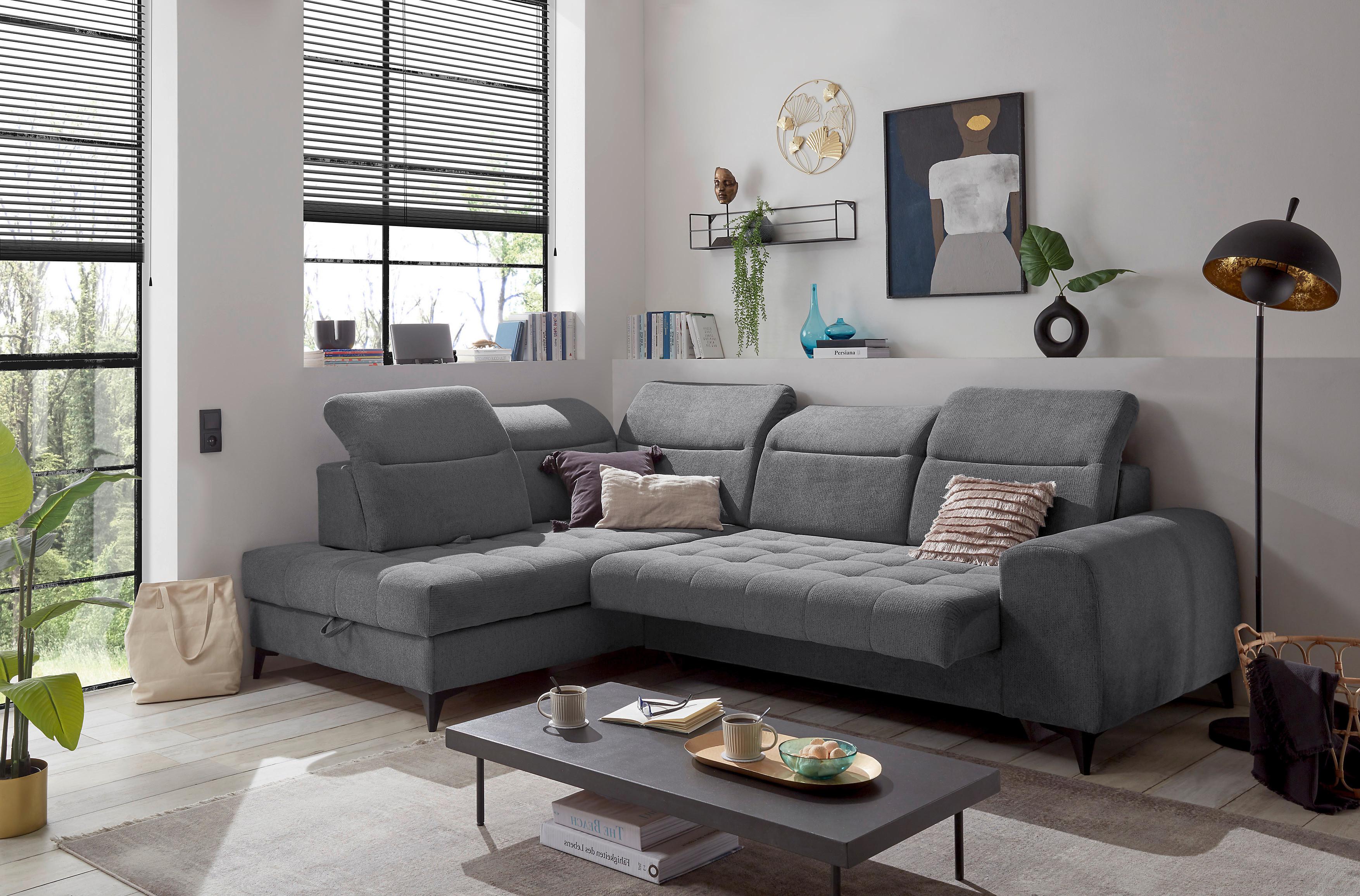 Ecksofa Rockdale Anthrazit S:200x282cm - Anthrazit/Schwarz, KONVENTIONELL, Textil (200/282cm) - MID.YOU
