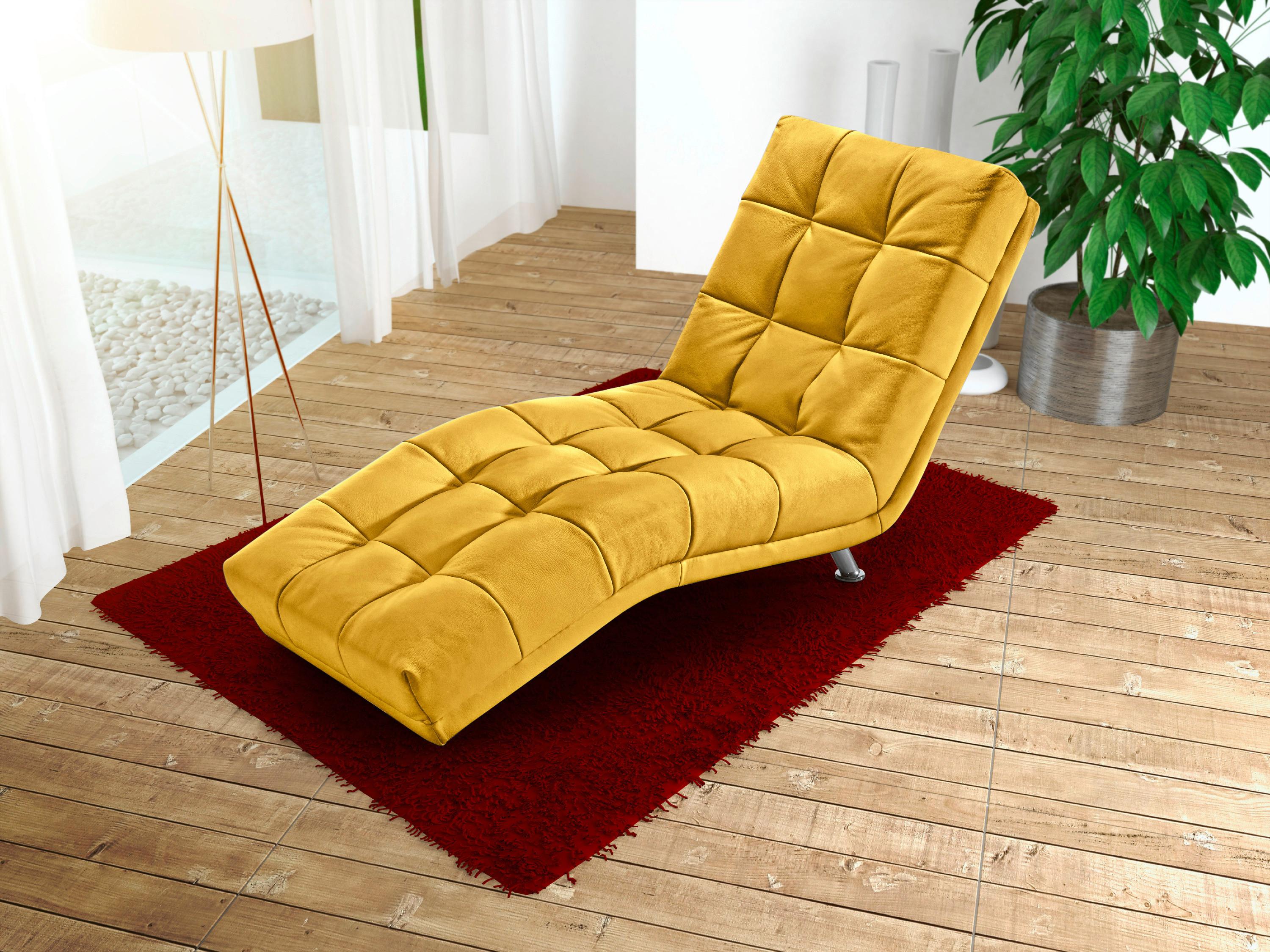 Relaxační Lehátko Isabella, Tmavě Žluté - tmavě žlutá/barvy chromu, Moderní, textil (68/88/164cm)
