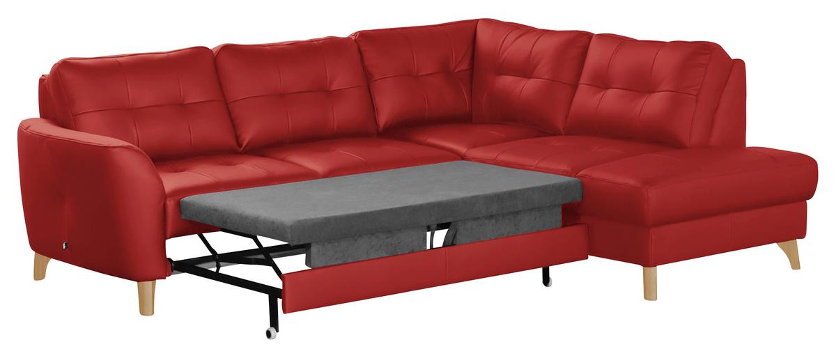Ecksofa Nordic Rot S: ca. 236x190 cm - Buchefarben/Rot, Design, Leder/Textil (236/190cm) - Livetastic