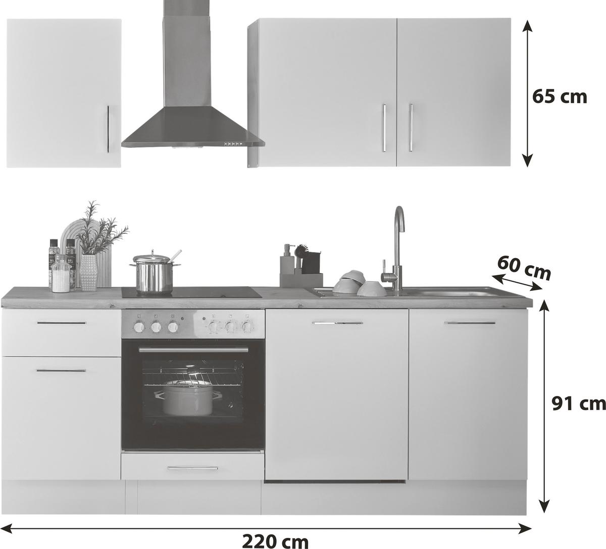 Küchenblock Turin Weiß/eiche Dekor B: 220 Cm - Weiß/Eiche Artisan, Basics, Holzwerkstoff (220cm) - P & B