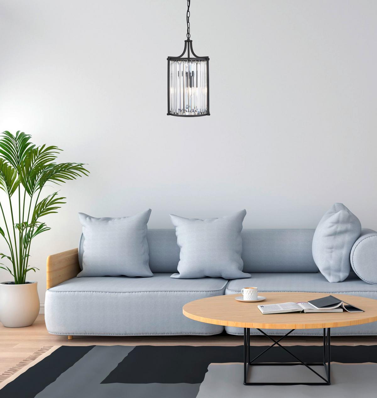 Hängeleuchte Victoria H: 150 Cm 2-Flammig - Schwarz, Design, Glas/Metall (26/150cm)