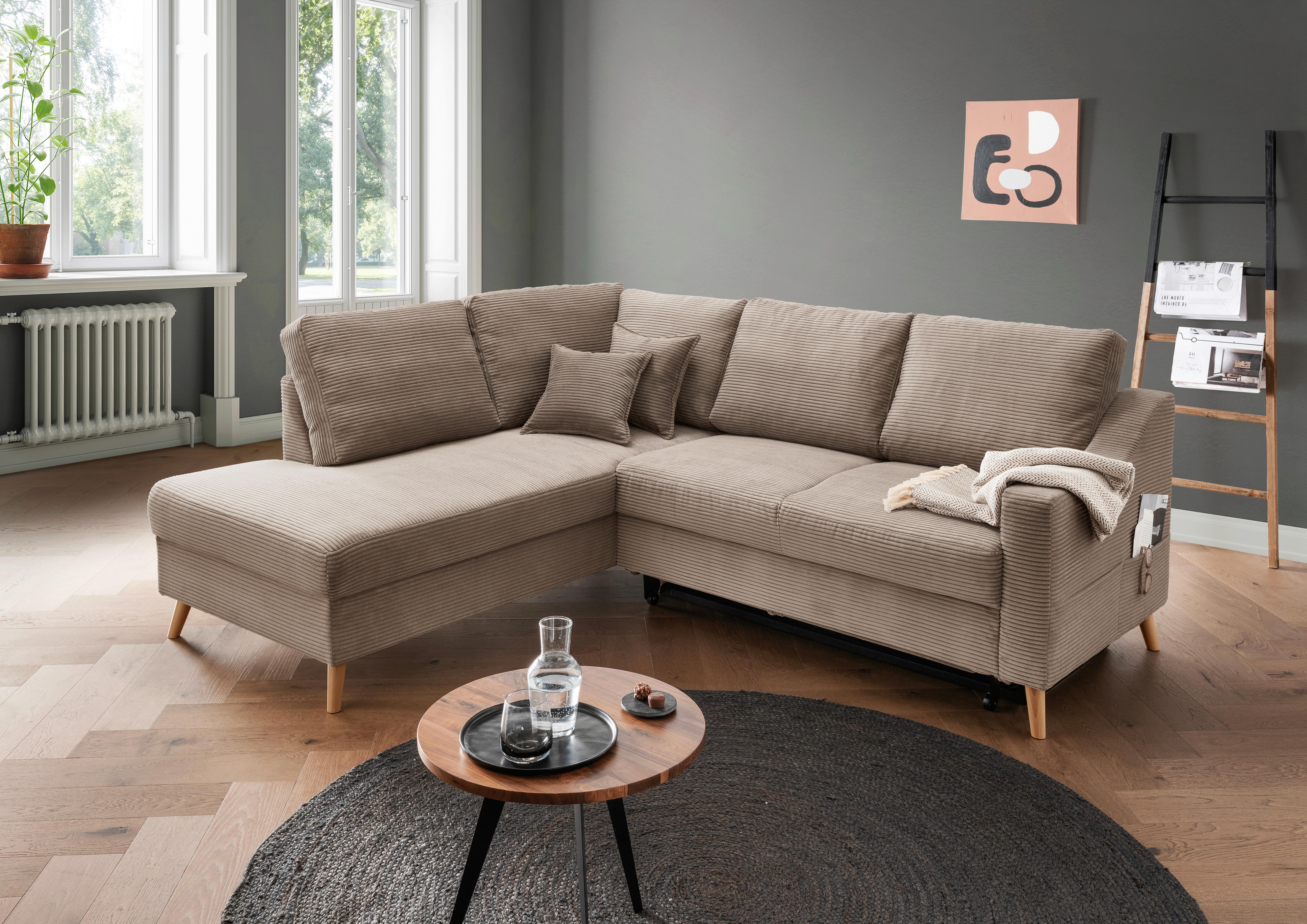 Ecksofa Valentina Graublau S: 200x230 cm - Graubraun/Naturfarben, MODERN, Textil (200/230cm) - P & B