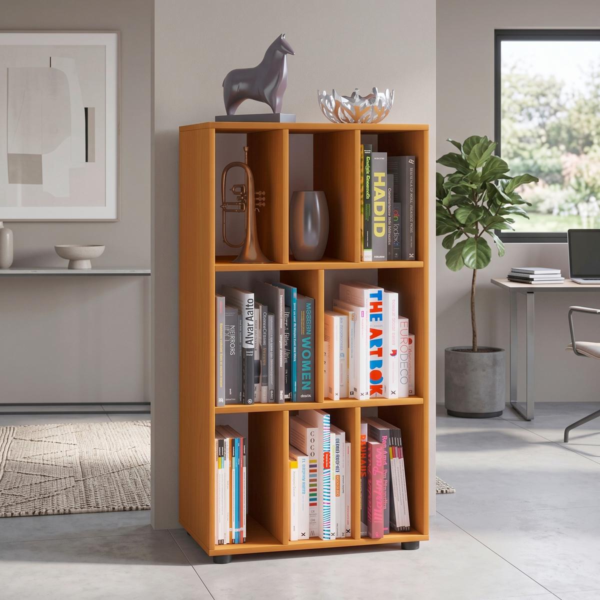 Regál WOTINO, barvy buku - černá/barvy buku, Moderní, kompozitní dřevo/plast (60/114/40cm) - MID.YOU