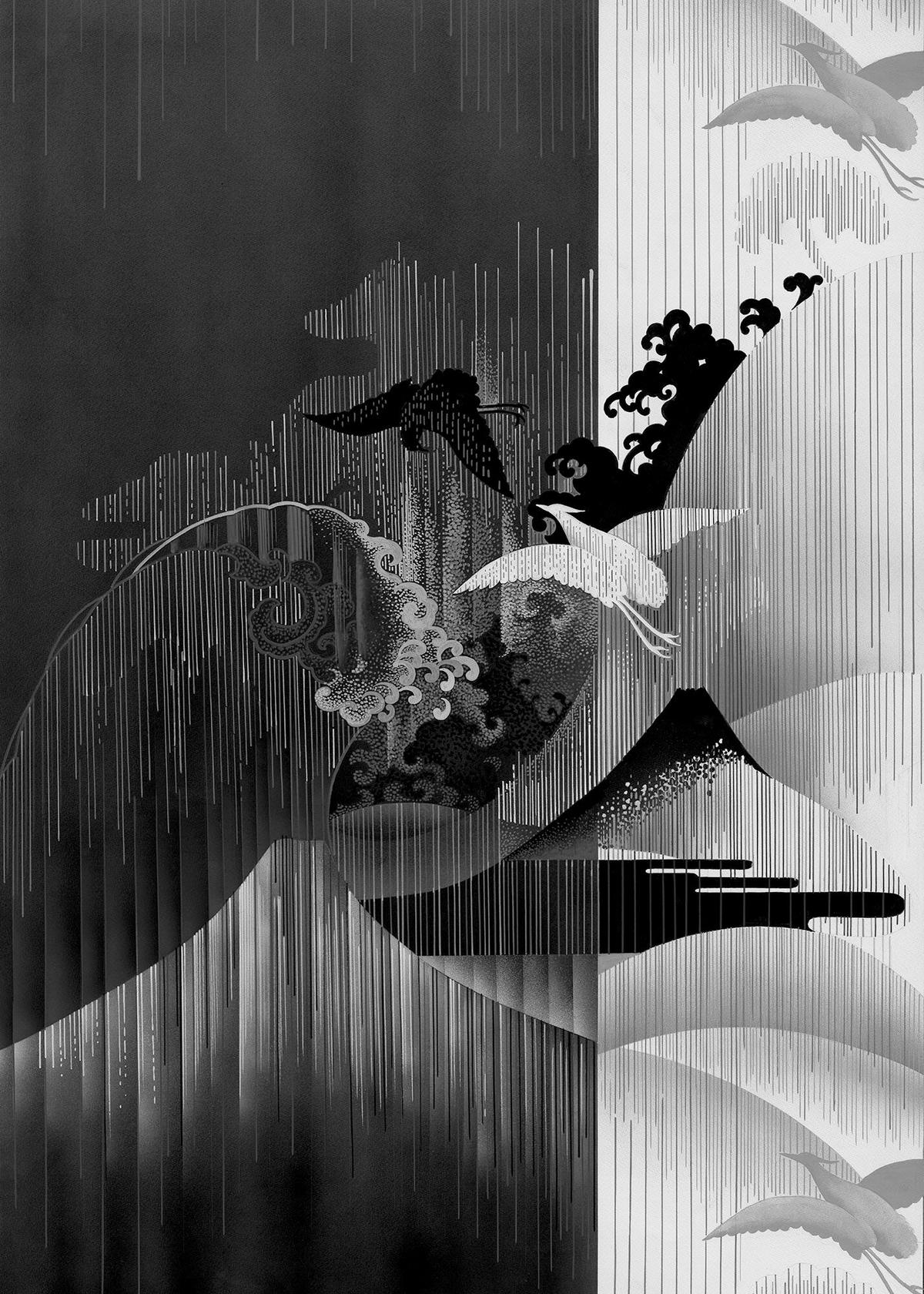 Fototapete Inx4-018 Ying Yang - Schwarz/Weiß, Trend, Papier (200/280cm) - Komar