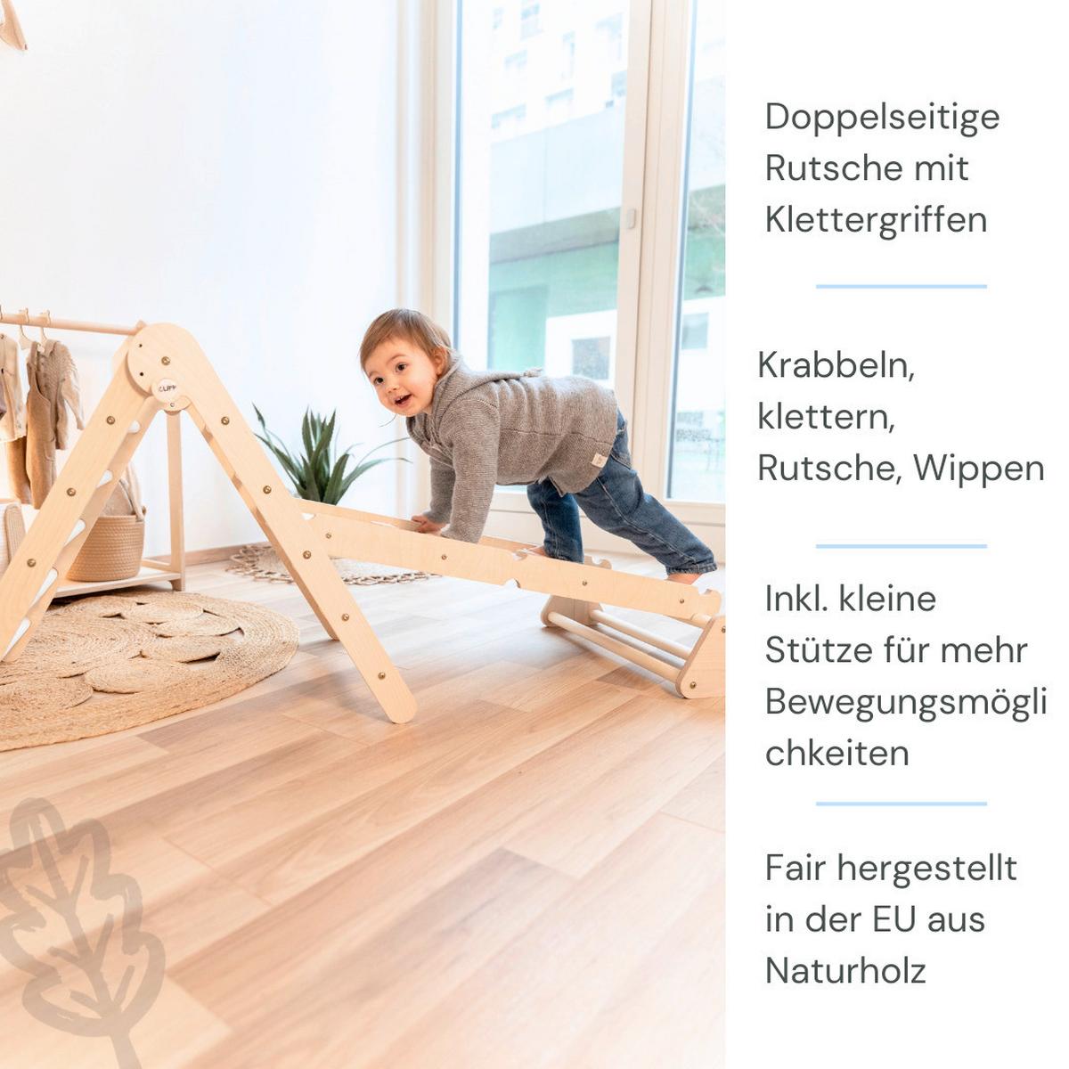 Kletterdreieck mit Rutsche und Wippe - Birkefarben, Basics, Holz (68/53,5/69cm) - CLIFF
