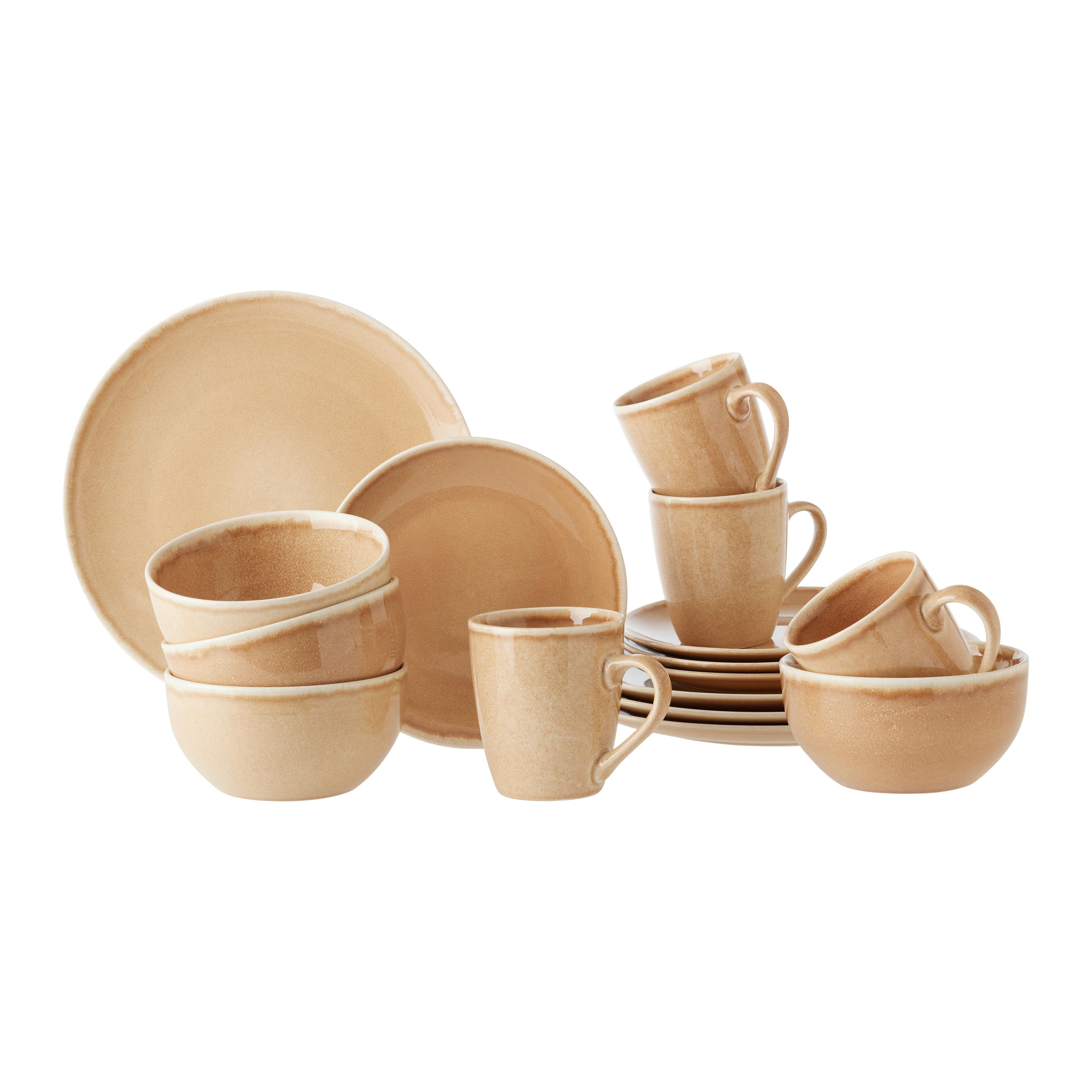 Kombinovaná souprava Schelly, 18dílný pro 4 osoby - hnědá, Moderní, keramika (28/25/28cm) - Modern Living