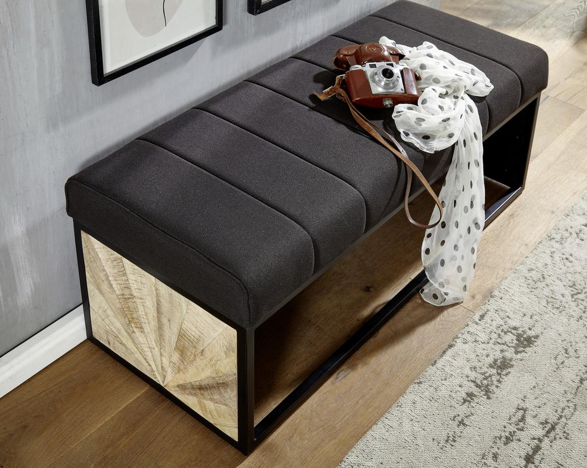 Lavica do predsiene čierna - čierna, Modern, kov/drevo (105/40/40cm) - MID.YOU