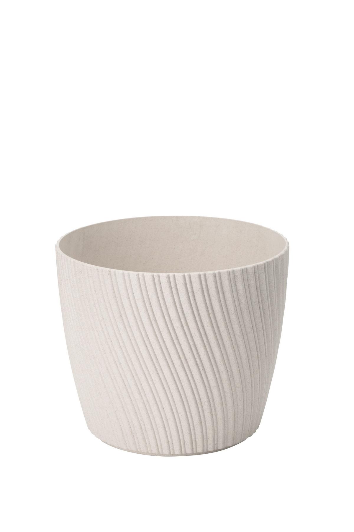 Obal na květináč MIRA ECO WOOD 15 - bílá, Konvenční, plast (14,8/12,35cm) - Mömax