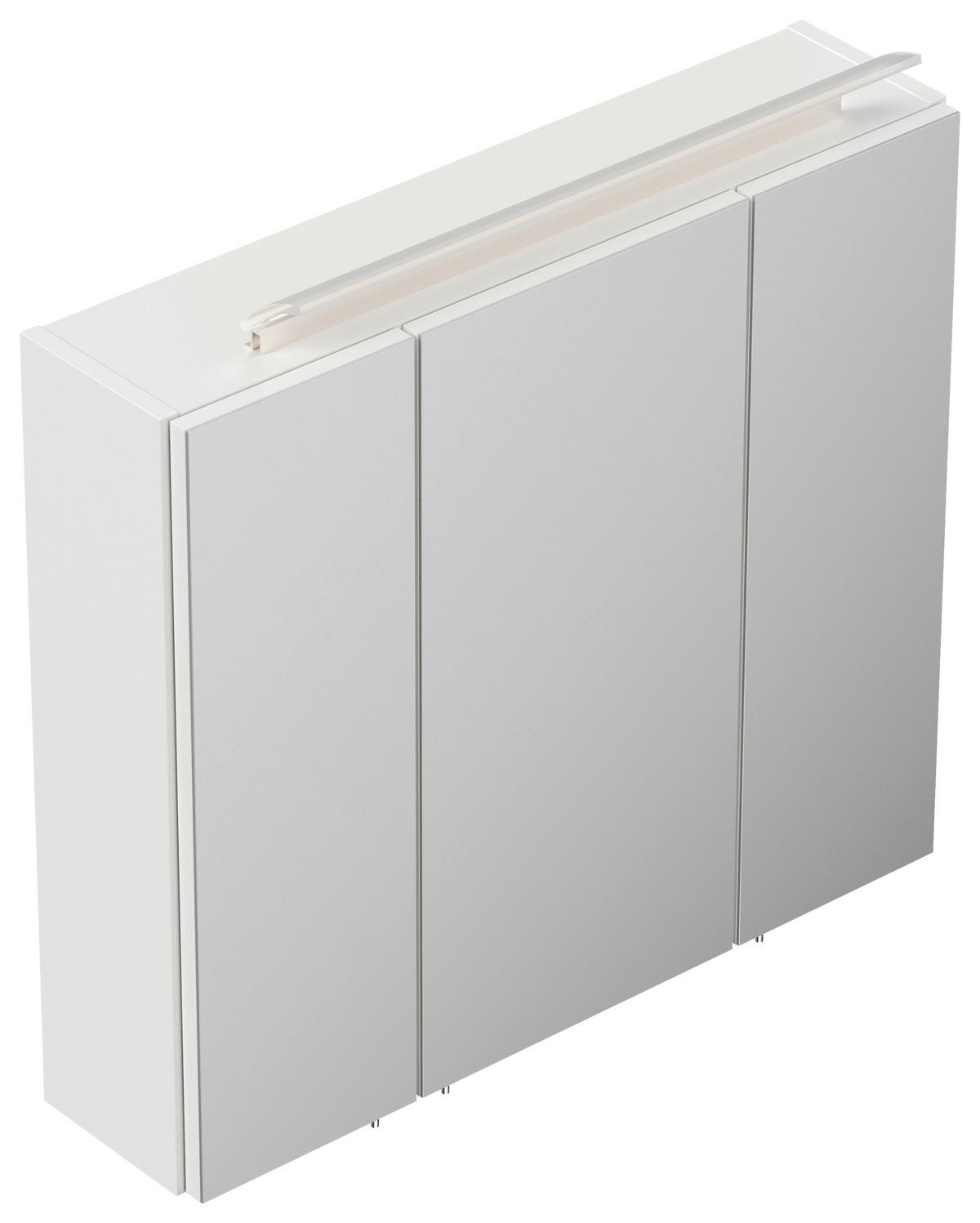 Spiegelschrank Weiß Hochglanz B: 70 cm - Weiß Hochglanz, MODERN, Glas/Holzwerkstoff (70/62/17cm) - MID.YOU