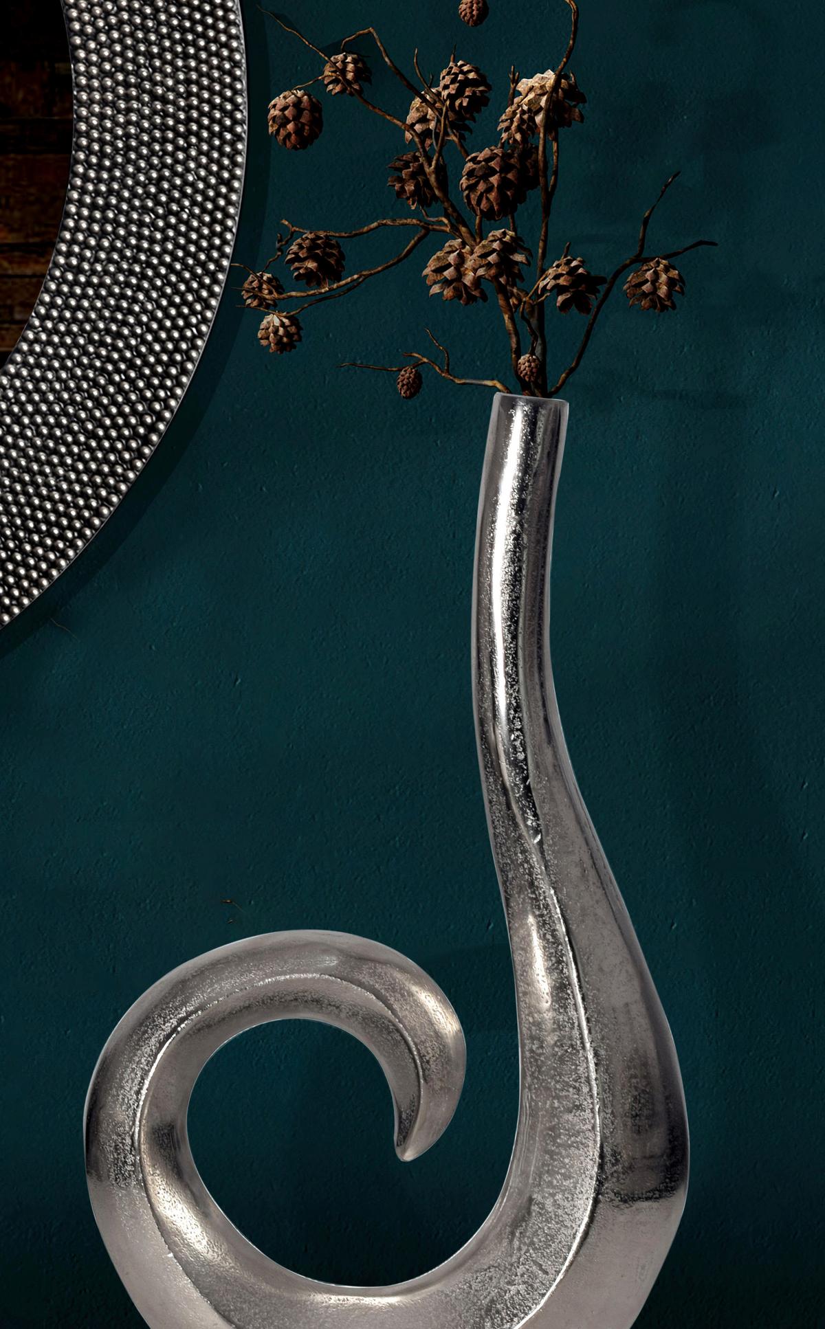Dekovase Spirale Silberfarben B: 26 Cm - Silberfarben, Design, Metall (26/47/8cm) - Livetastic