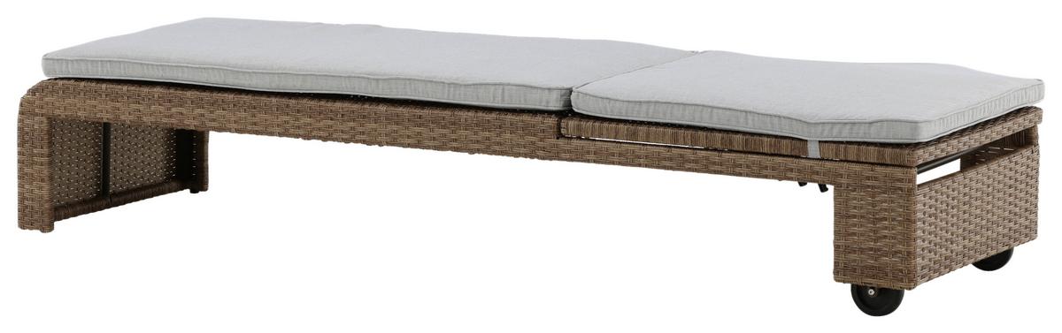 Sonnenliege London - Sandfarben/Hellbraun, KONVENTIONELL, Kunststoff/Textil (60/32/196cm) - Gardenson