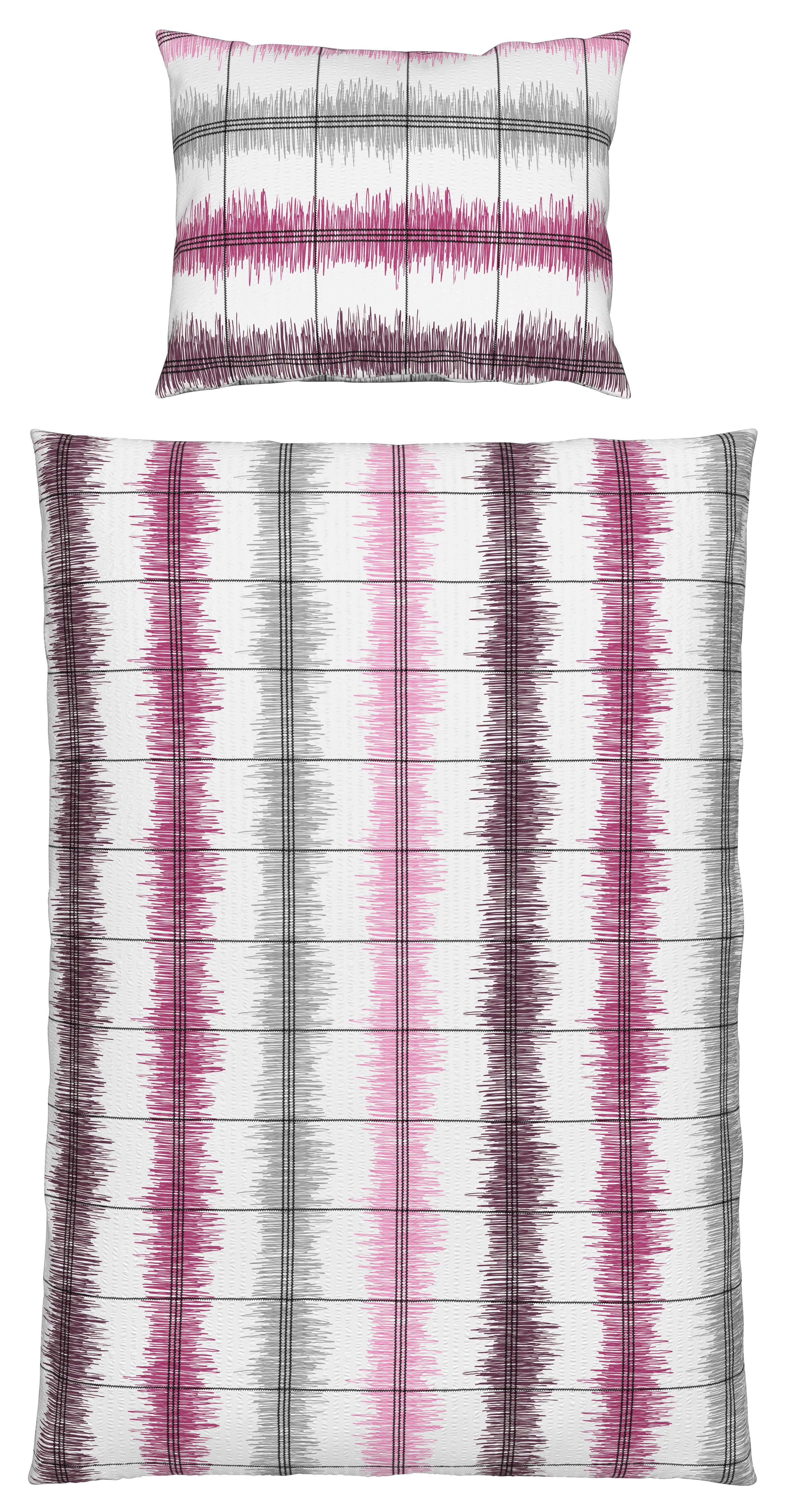 Seersucker Bettwäsche 140x200 Cm Aurelia Baumwolle Beere - Beere, MODERN, Textil (140/200cm) - Luca Bessoni