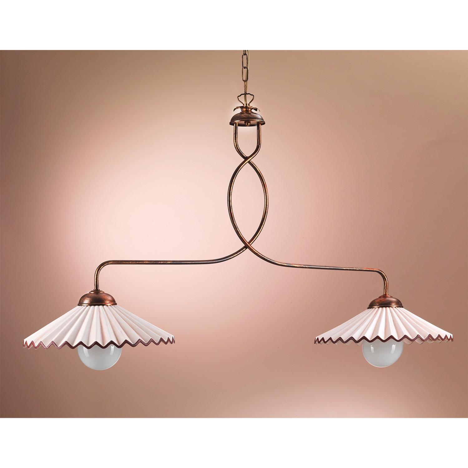 Kronleuchter 4257/2b - Bernsteinfarben/Bronzefarben, KONVENTIONELL, Keramik/Metall (100/32/115cm)