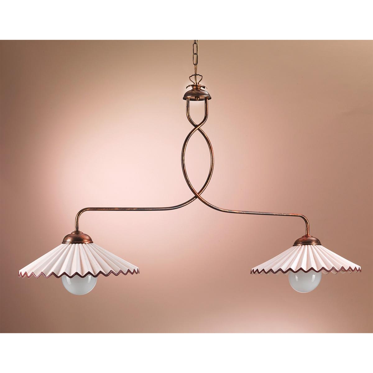 Kronleuchter 4257/2b - Bernsteinfarben/Bronzefarben, KONVENTIONELL, Keramik/Metall (100/32/115cm)