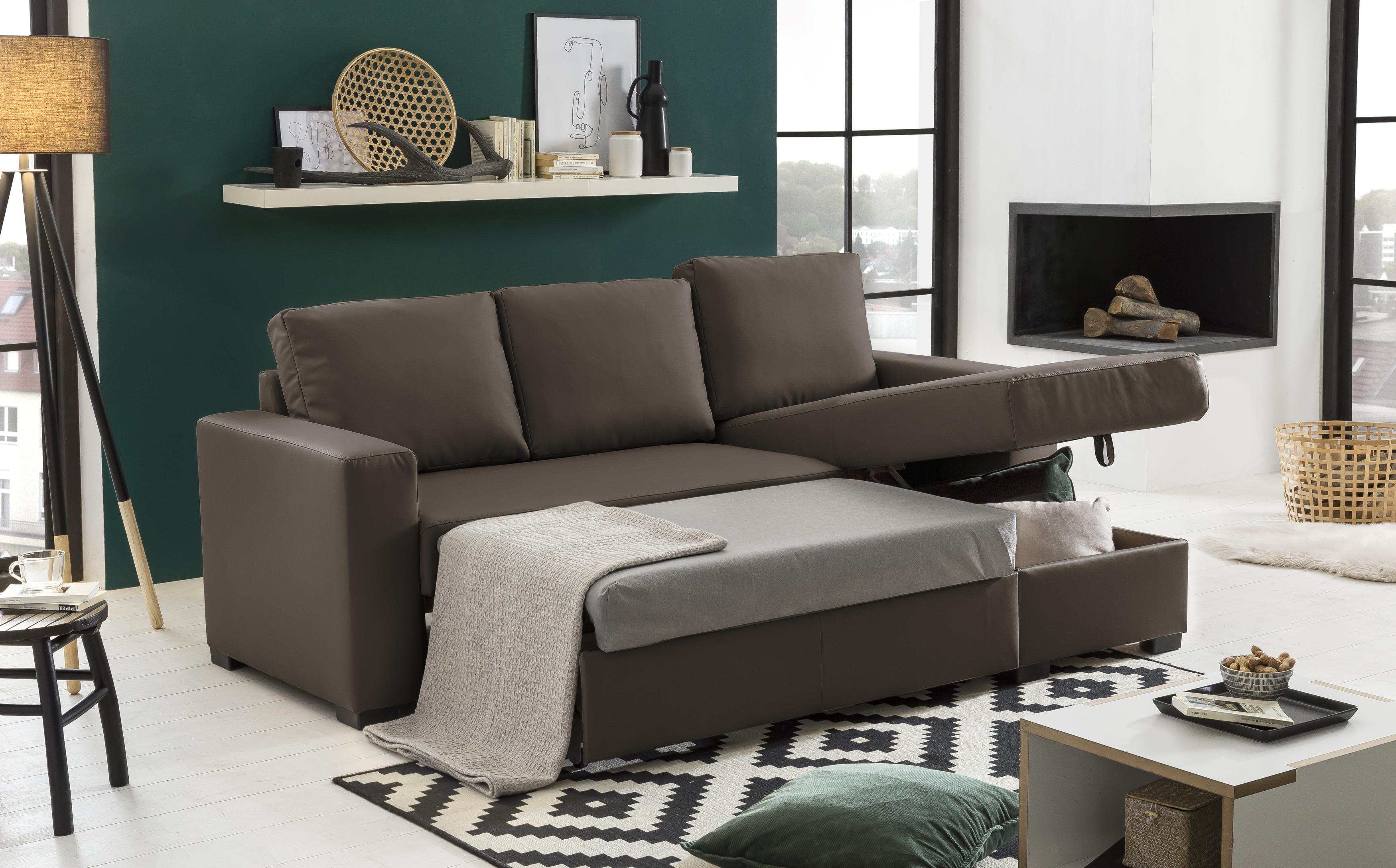 Sedacia Súprava S Rozkladom Cristiano Hnedá - hnedá, Basics, textil/plast (220/150cm) - MID.YOU