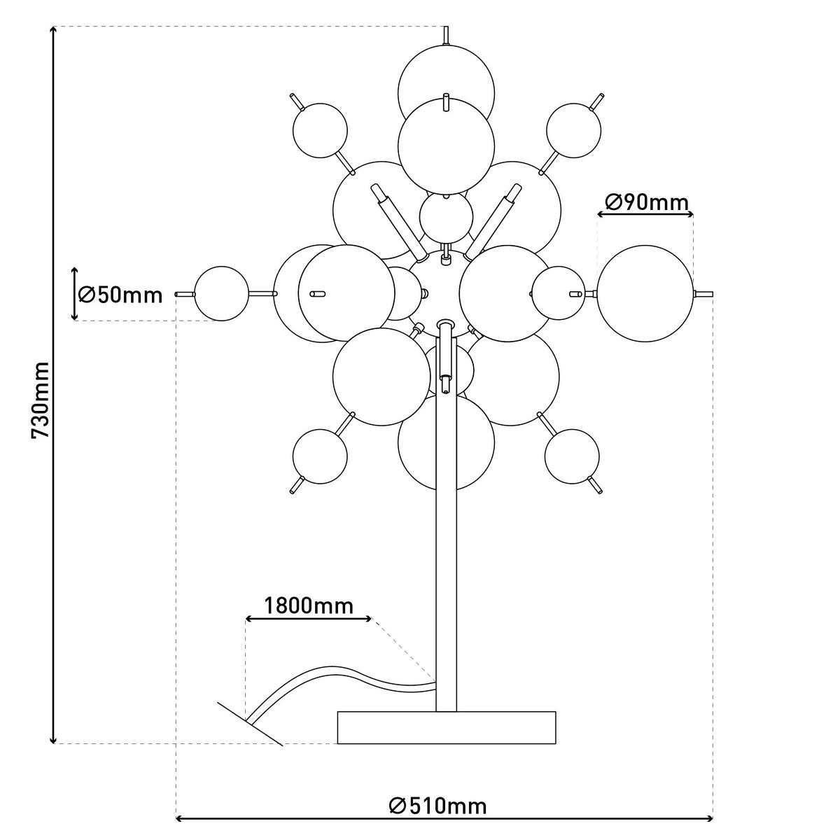 TISCHLEUCHTE Farbglas, Chrom - Chromfarben/Multicolor, Design, Glas/Metall (51/73cm) - Näve