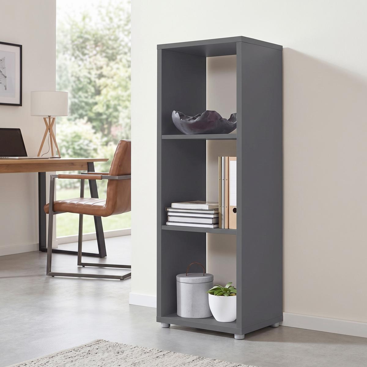 AKTENREGAL Nizza Anthrazit B: 37,5cm - Anthrazit/Silberfarben, MODERN, Holzwerkstoff (37,5/108,5/33cm) - MID.YOU