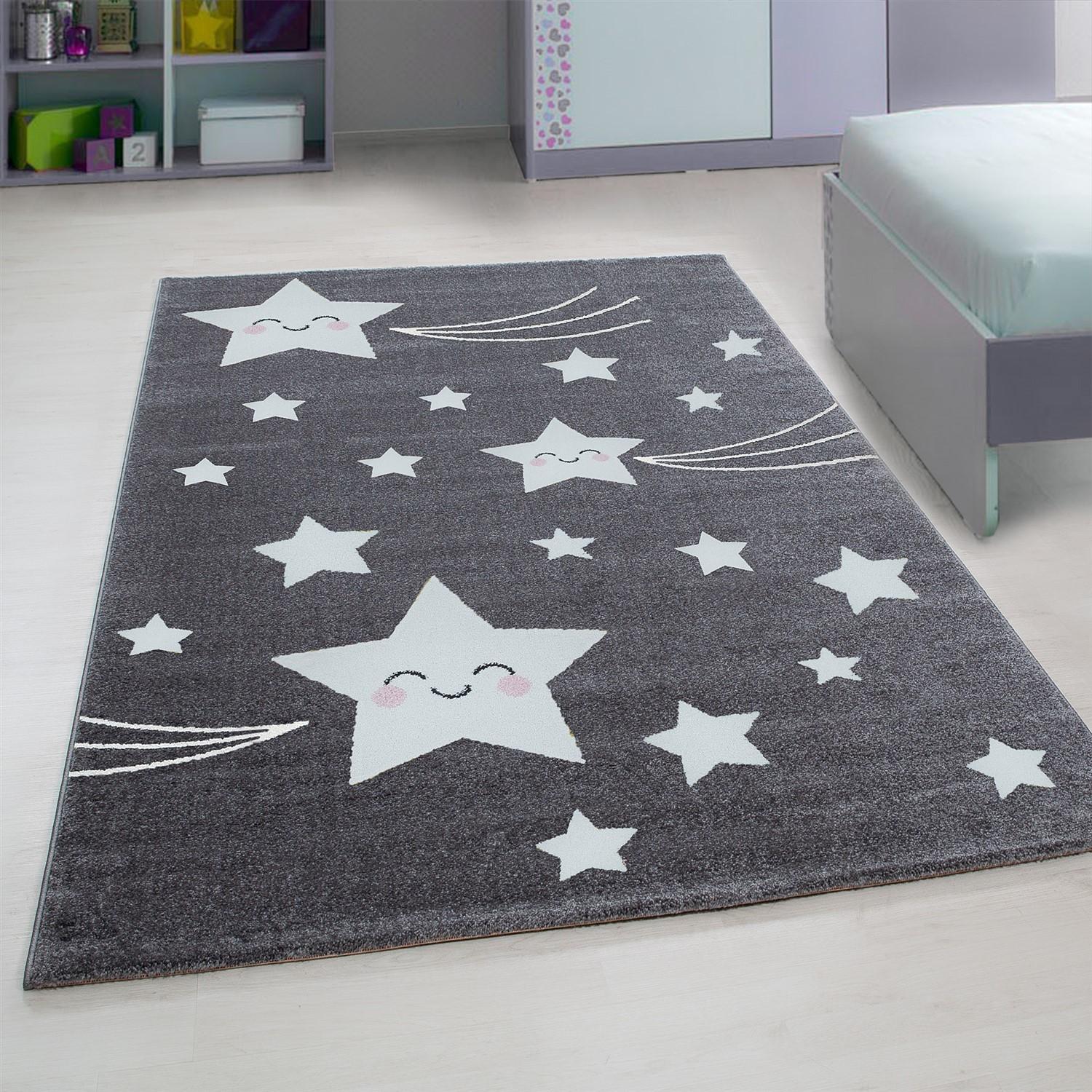 Kinderteppich Stern Grau/Weiß Kids 120x170 cm - Weiß/Grau, Trend, Textil (120/170cm)