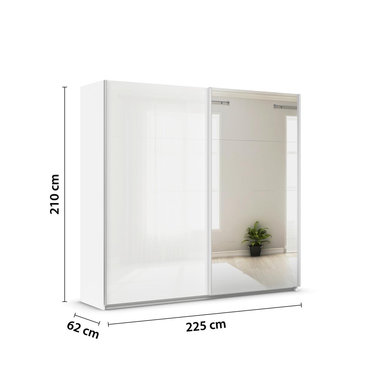 Tolóajtós Szekrény Feldkirch 225/210 Cm - ezüst/magasfényű fehér, Modern, faalapú anyag (225/210/62cm)