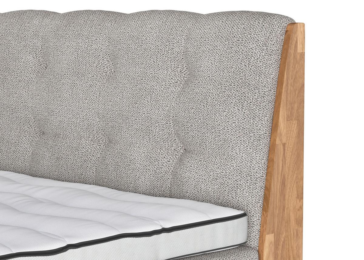 Boxspringbett Moon mit Topper 160x200 cm - Sandfarben/Eichefarben, MODERN, Holz/Holzwerkstoff (160/200cm) - MID.YOU