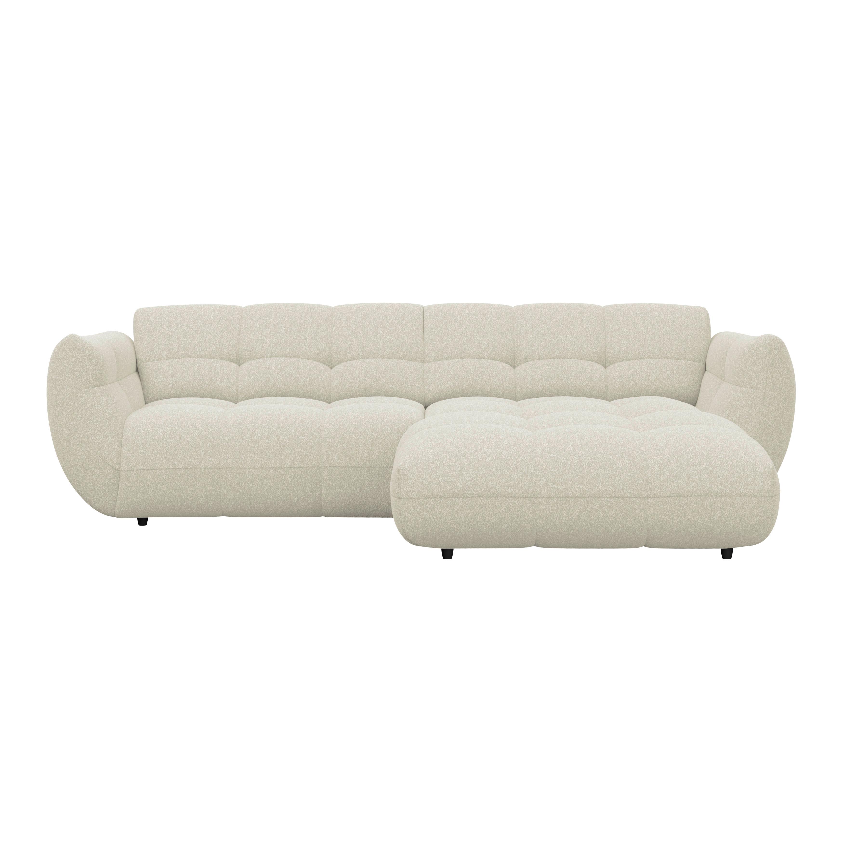 Ecksofa Panda Chenille elfenbein, 280x178cm - Elfenbein/Schwarz, Trend, Textil (280/178cm)