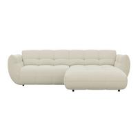 Ecksofa Panda Chenille elfenbein, 280x178cm - Elfenbein/Schwarz, Trend, Textil (280/178cm)