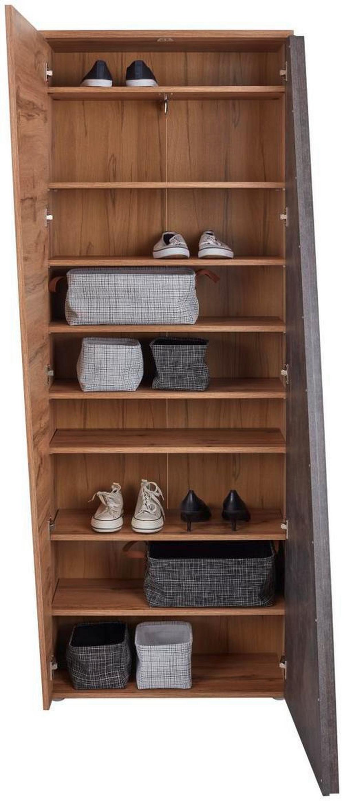 Botník VENEDIG VENEDIG - barvy dubu/černá, Moderní, kompozitní dřevo/plast (70/196/35cm)