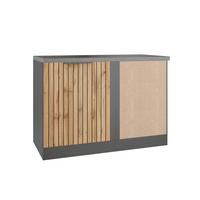 Eckunterschrank Liverpool Graphit, Eiche Dekor B: 120 cm - Schieferfarben/Eiche Wotan, Basics, Holzwerkstoff (120/86/60cm) - Held