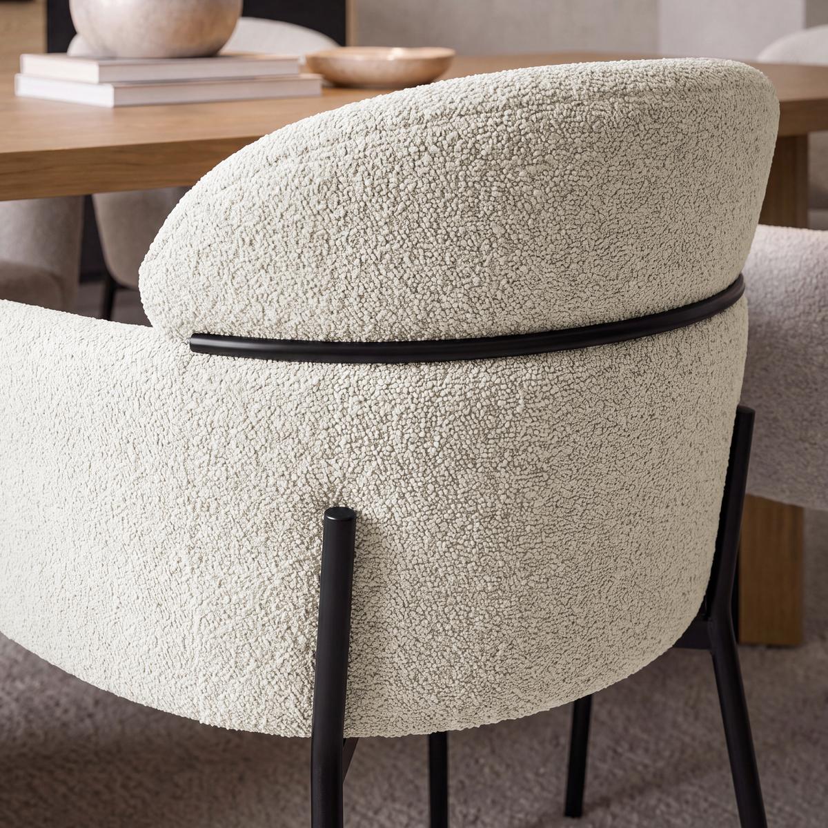 Židle s područkami Chloe, šedobéžová - černá/šedobéžová, Moderní, kov/textil (62/79/59,5cm) - Bessagi Home