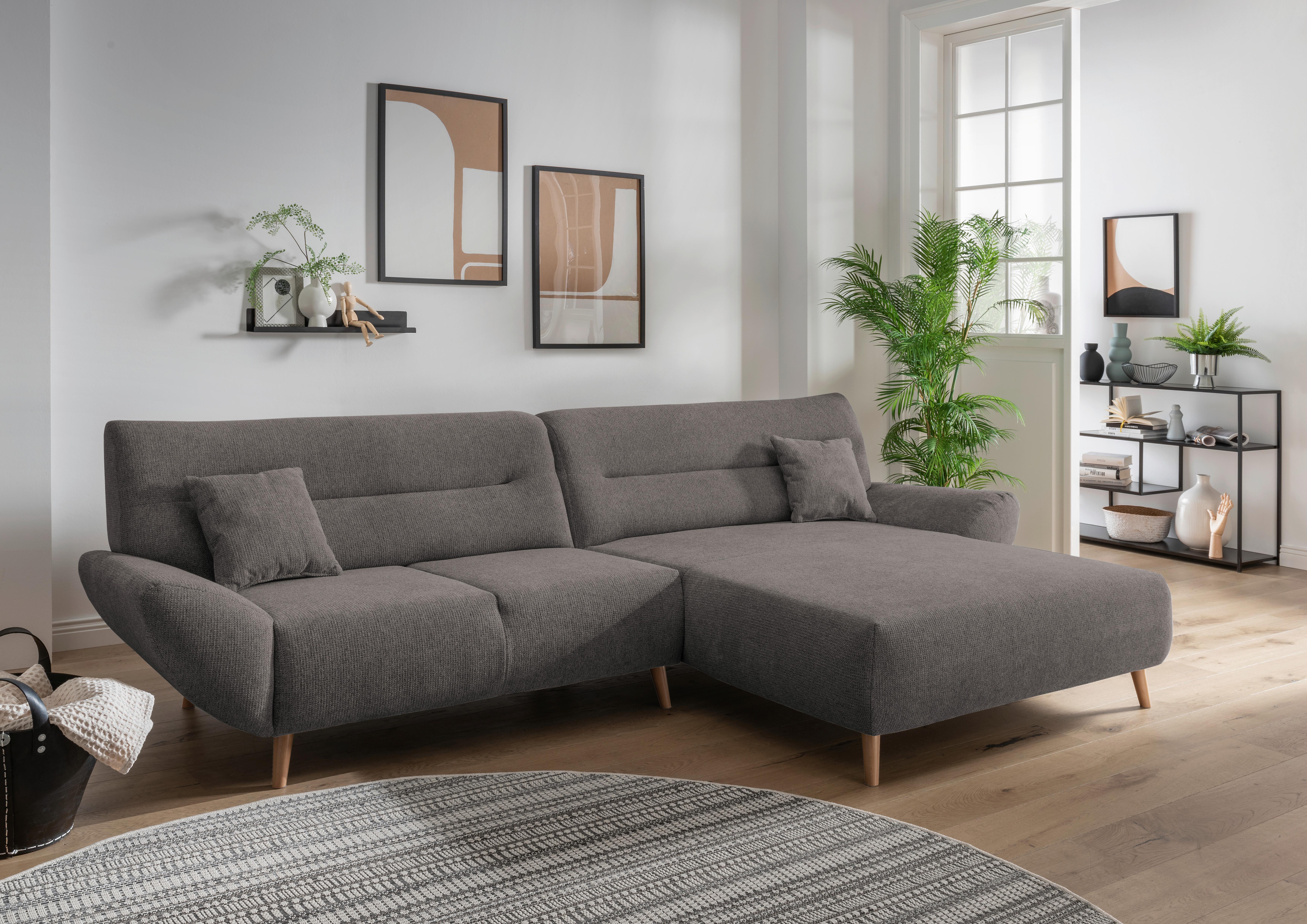 Ecksofa Drago Graubraun S: 290x166 cm - Wildeiche/Graubraun, MODERN, Textil (290/166cm) - MID.YOU