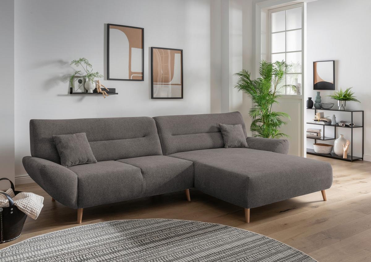 Ecksofa Drago Graubraun S: 290x166 cm - Wildeiche/Graubraun, MODERN, Textil (290/166cm) - MID.YOU