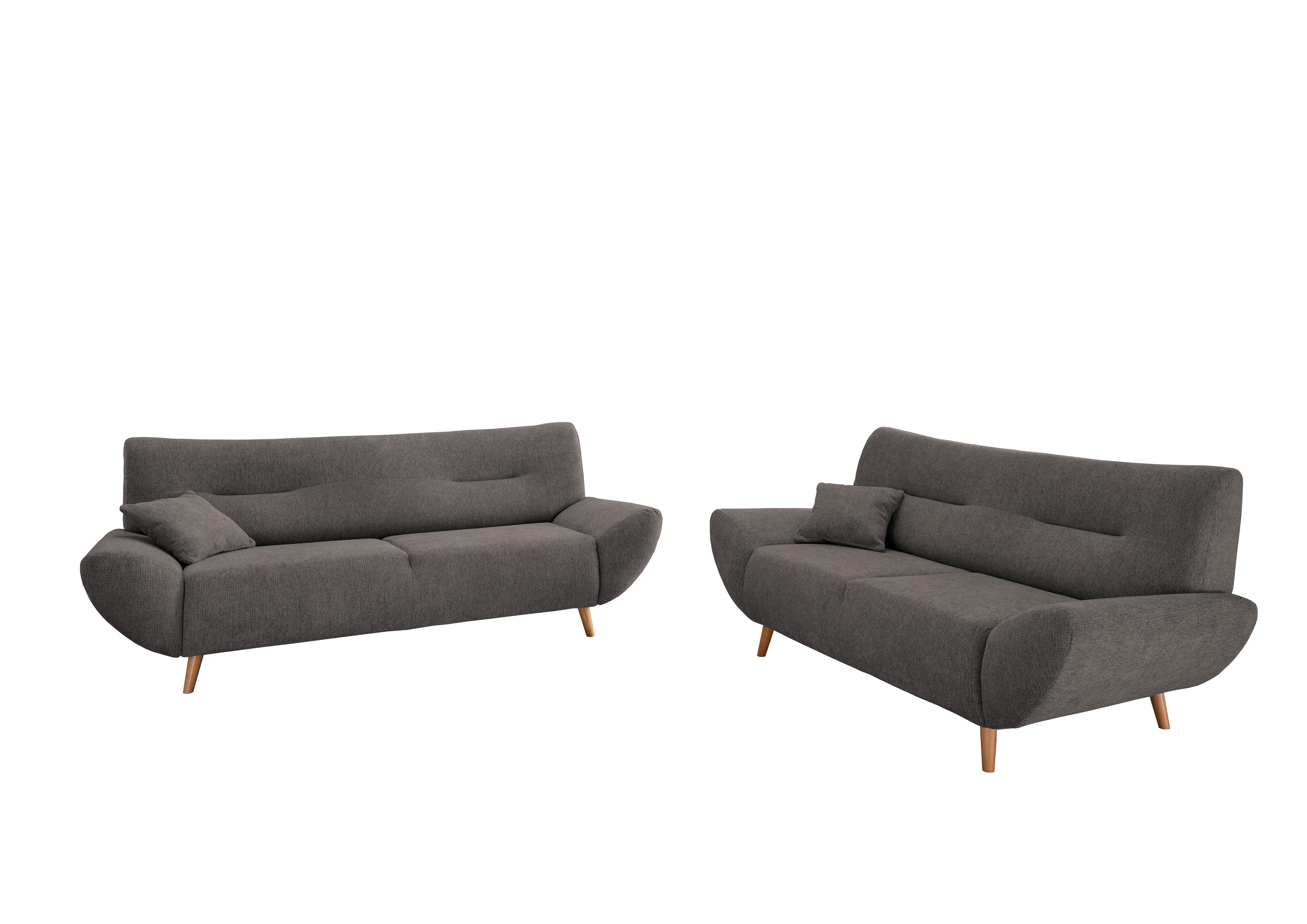 2-Sitzer-Sofa Chenille Graubraun, Rücken Echt - Wildeiche/Graubraun, MODERN, Textil (173/81/90cm) - MID.YOU