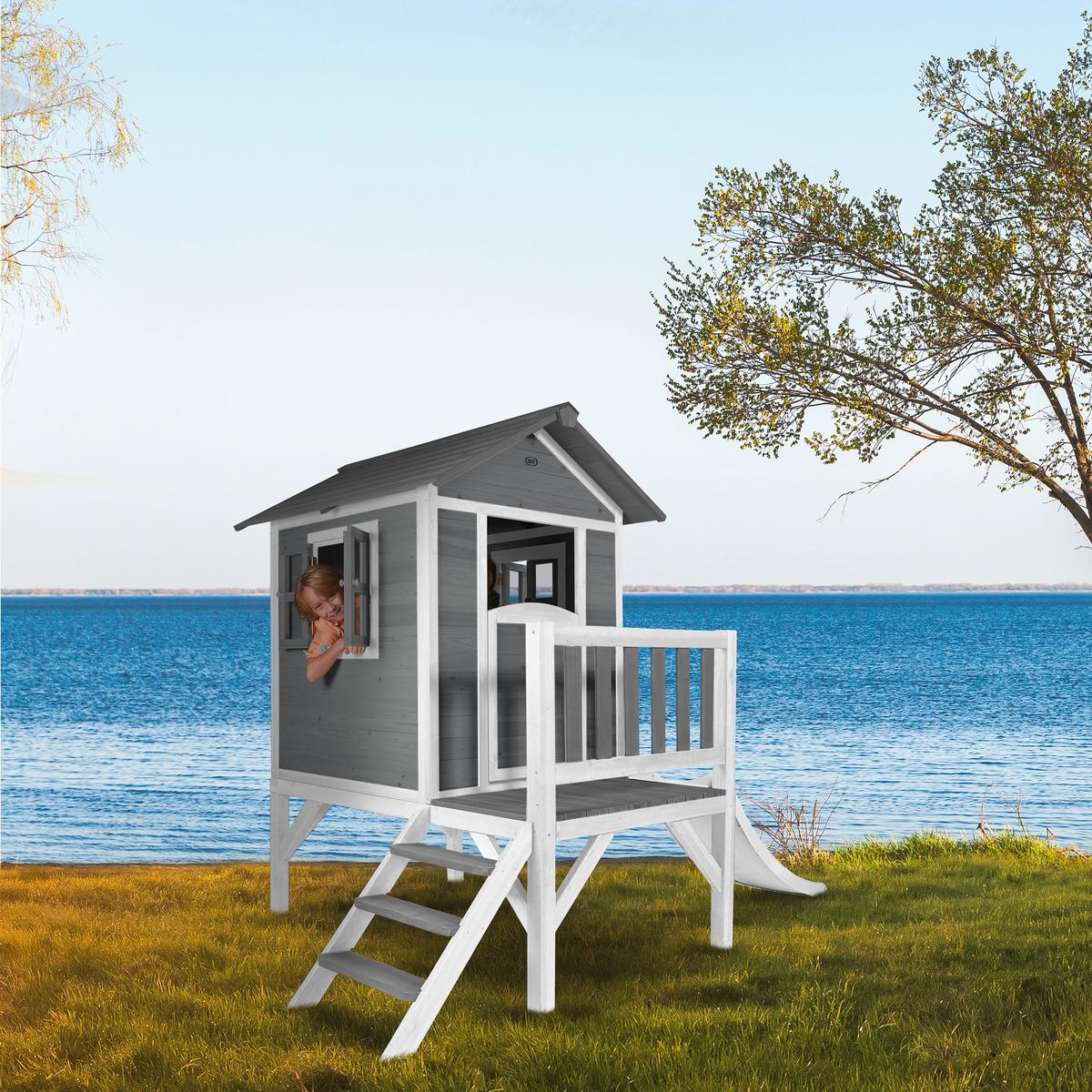 Spielhaus Grau, Weiß L: 167 B: 240 H: 189 - Weiß/Grau, LIFESTYLE, Holz/Kunststoff (167/240/189cm)