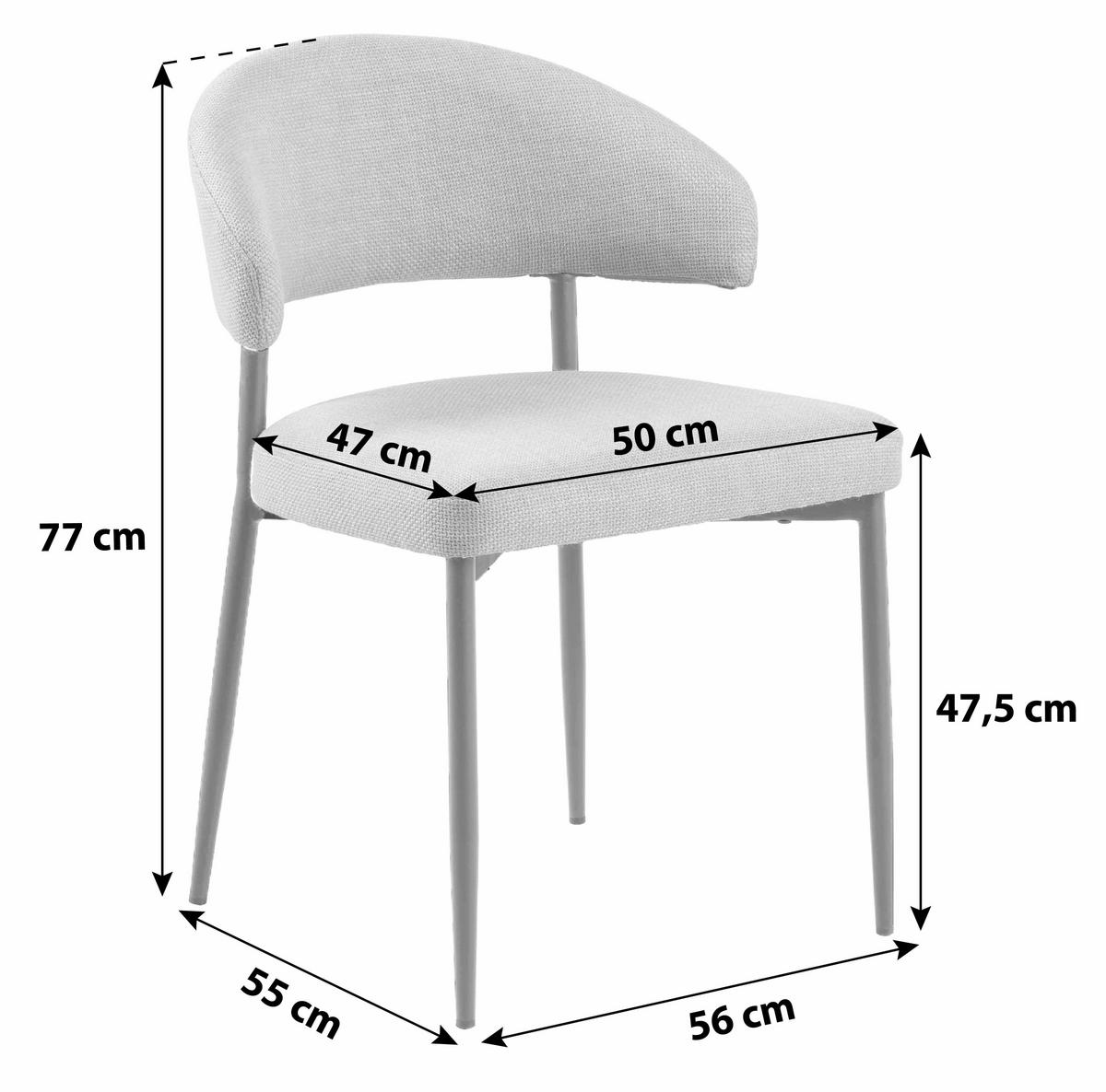 Esszimmerstuhl Edina Beige Metall-Beine - Beige/Schwarz, Trend, Textil/Metall (56/77/55cm) - MID.YOU