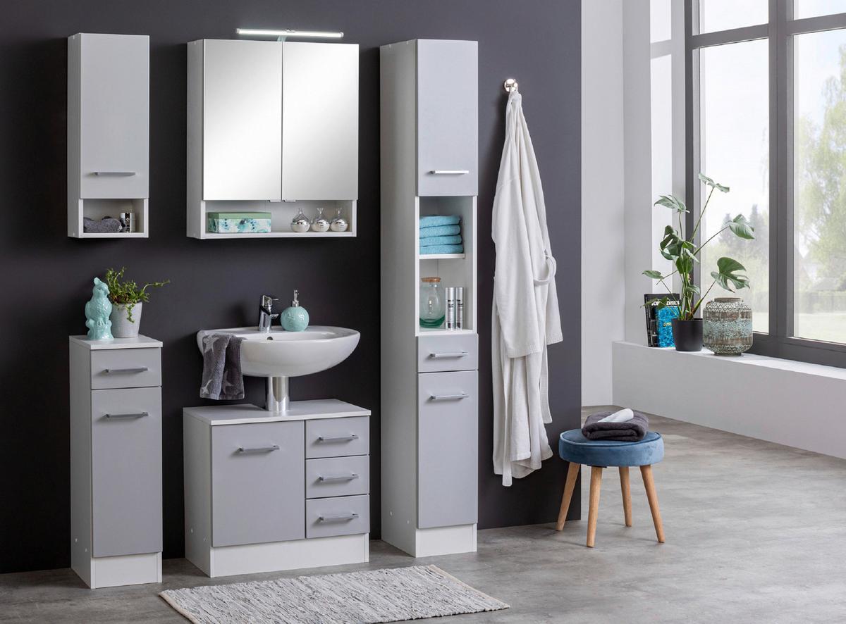 Waschbeckenunterschrank Riga Hellgrau/Weiß B: 60 cm - Hellgrau/Weiß, MODERN, Holzwerkstoff (60/56/35cm) - Held