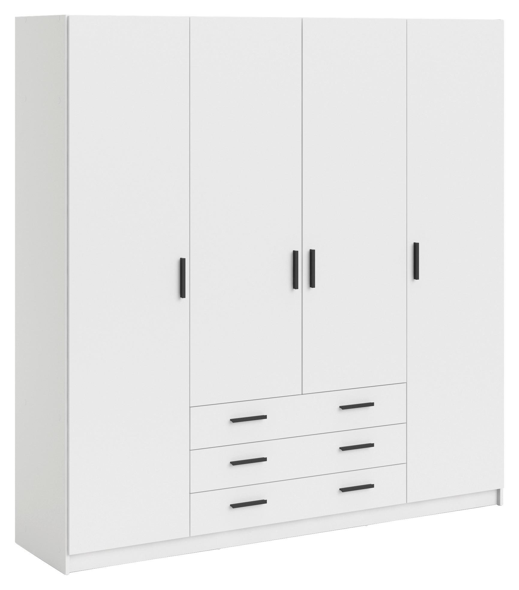 Drehtürenschrank mit Schubladen 195,5cm Sprint Weiß - Weiß, Basics, Holzwerkstoff (195,5/200,4/49,6cm) - P & B