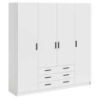 Drehtürenschrank Sprint mit Schubladen 195,5cm Weiß - Weiß, Basics, Holzwerkstoff (195,5/200,4/49,6cm) - P & B