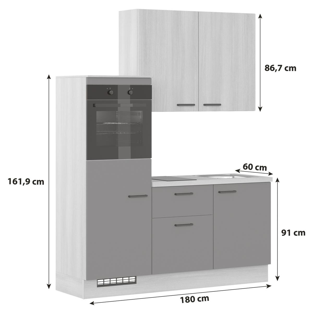 KÜCHENBLOCK IP 1200 - Blau/Eichefarben, Trend (180cm) - Impuls