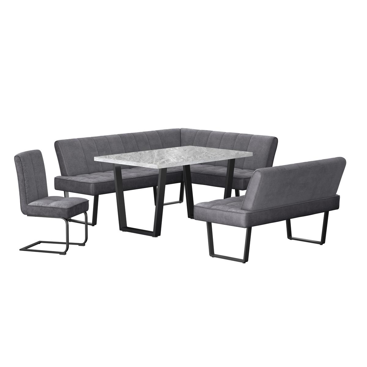 Eckbank Pag - Schwarz/Grau, KONVENTIONELL, Textil/Metall (200/160cm) - MID.YOU