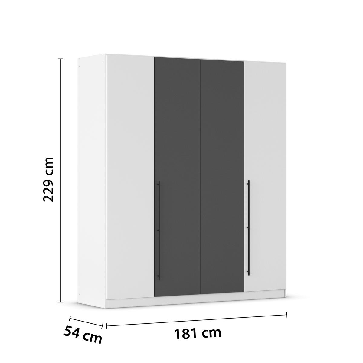 Kleiderschrank Safari B: 181 cm - Weiß/Grau, KONVENTIONELL, Holzwerkstoff (181/229/54cm)