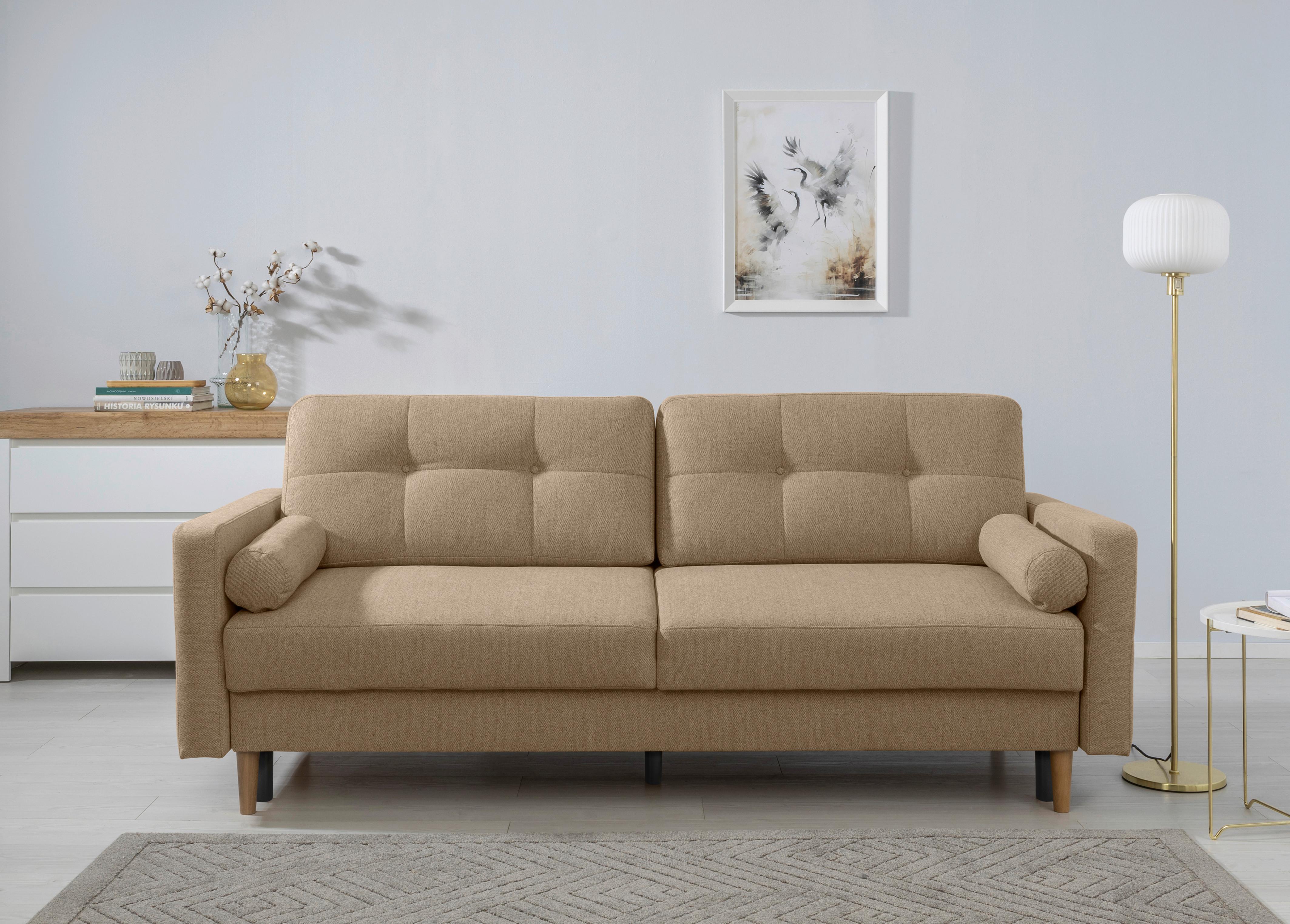 Schlafsofa Noret, Hellbraun B: 222 Cm - Hellbraun/Buchefarben, Design, Textil (222/93/99cm) - MID.YOU