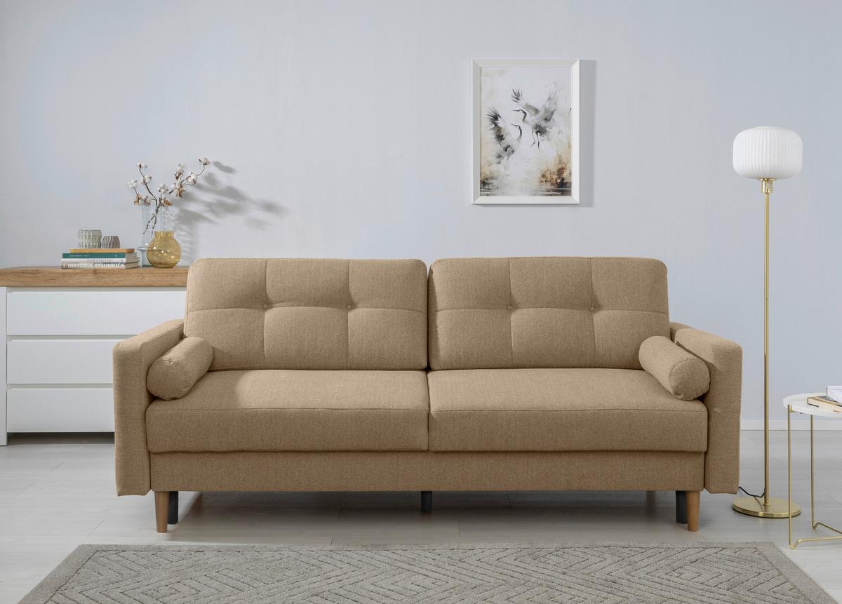 Schlafsofa Noret, Hellbraun B: 222 Cm - Hellbraun/Buchefarben, Design, Textil (222/93/99cm) - MID.YOU
