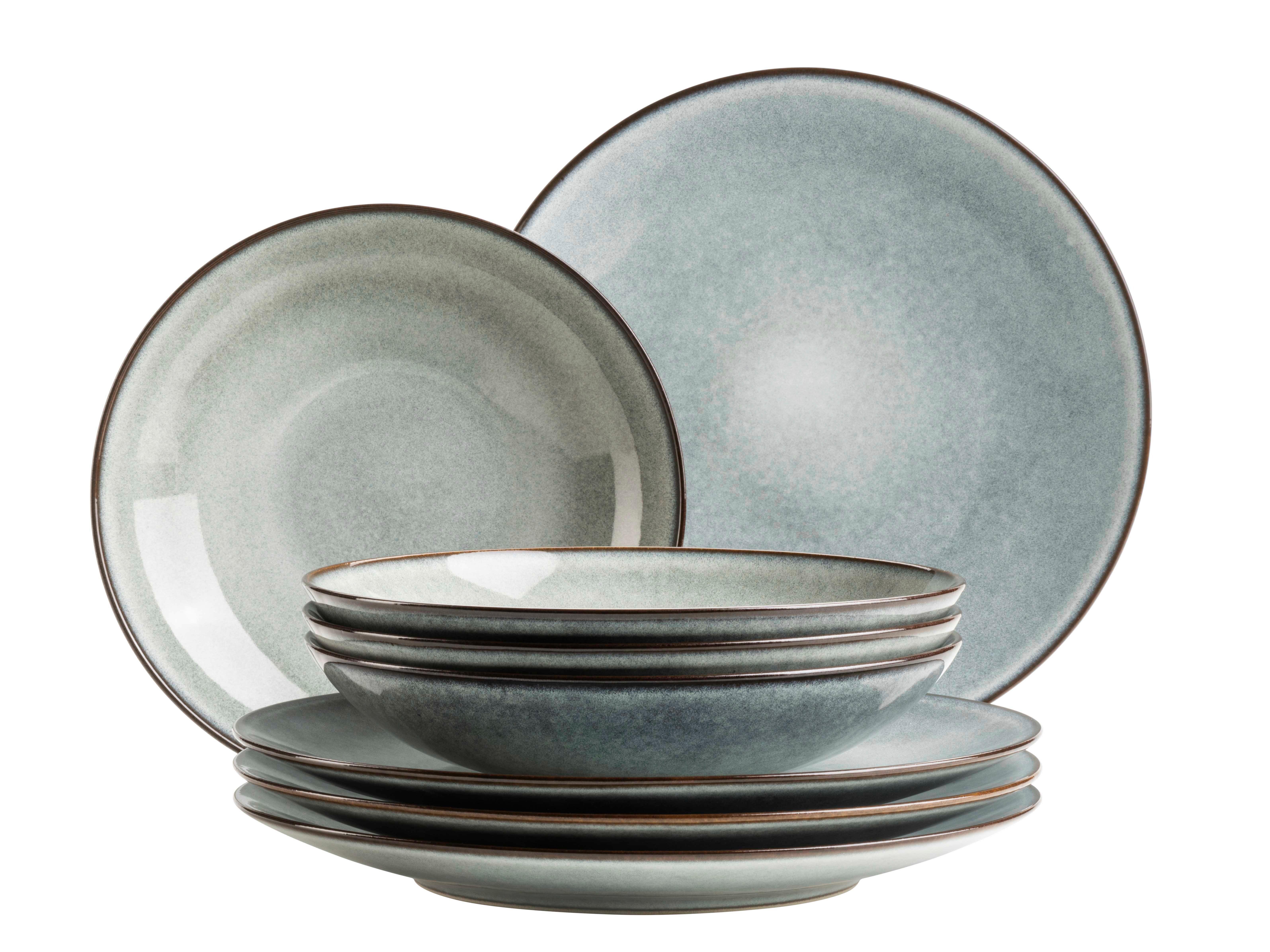 Tafelservice SMOKY'S 8-teilig Steinzeug, Grün, 4 Personen - Grün, Basics, Keramik - Mäser