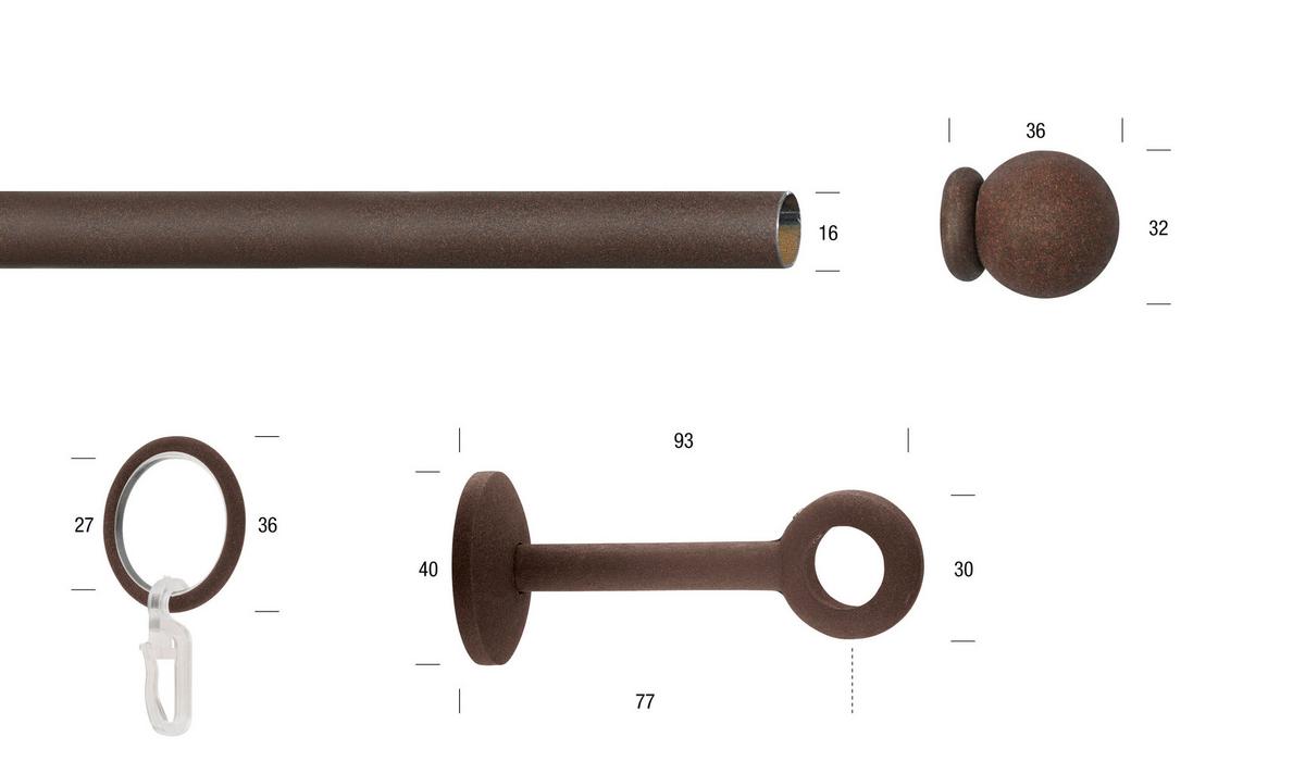 Vorhangstange Rostfarben, 220 cm - Rostfarben, KONVENTIONELL, Metall (220cm)