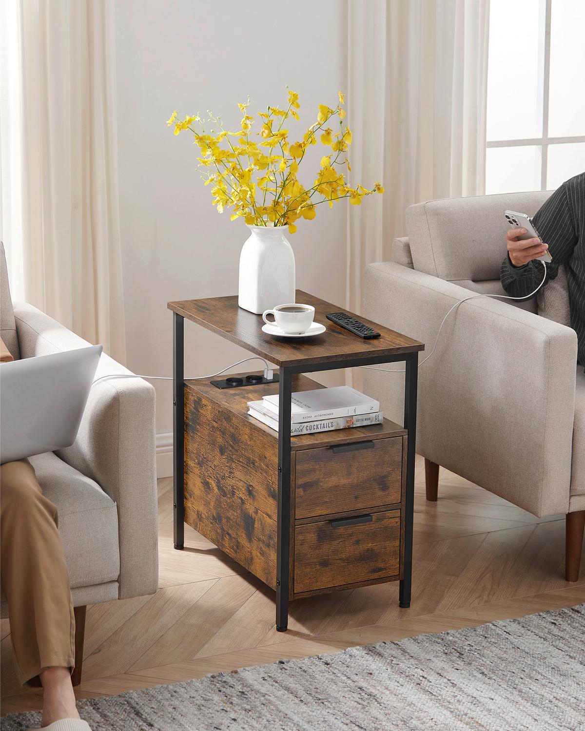 Beistelltisch Schwarz, Dunkelbraun B: 60 cm - Dunkelbraun/Schwarz, Trend, Holzwerkstoff (60/61/35cm) - MID.YOU