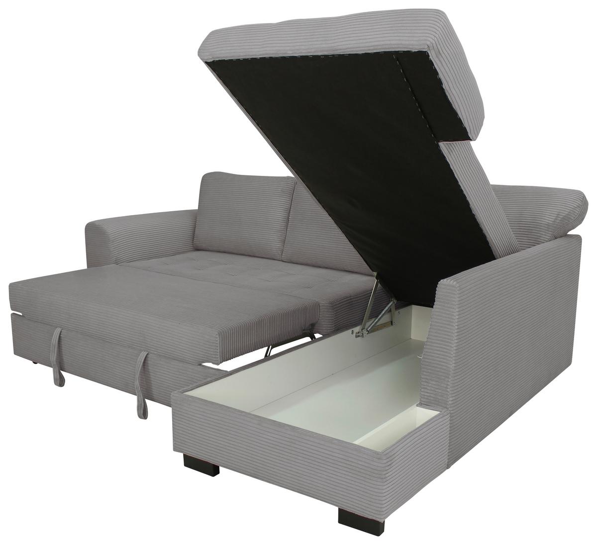 Ecksofa John Grau S: 239x178 cm - Schwarz/Grau, Trend, Textil (239/178cm)