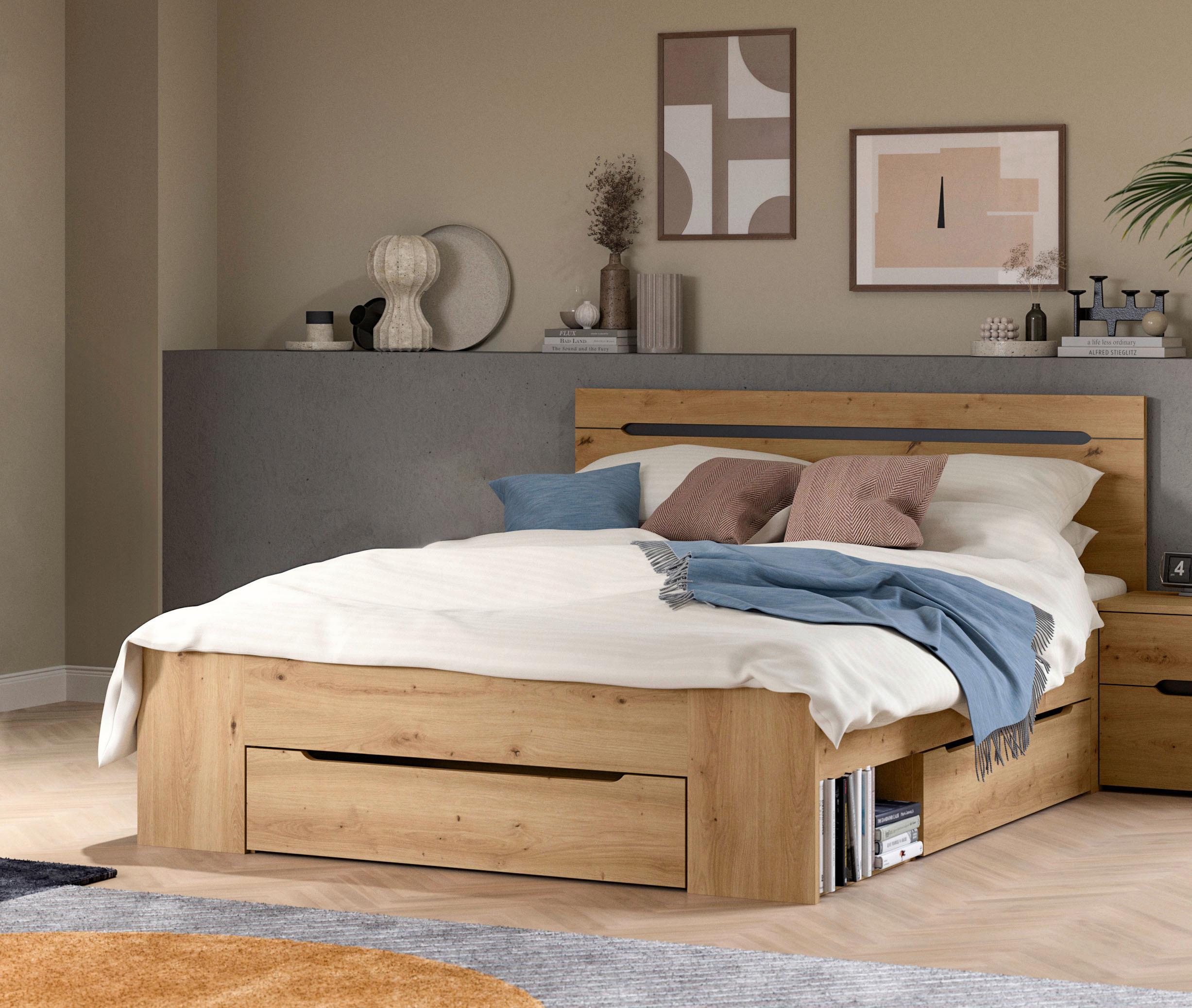 Bett Canu Grau /Eiche Artisan Dekor 140x200cm - Eiche Artisan/Grau, MODERN, Holzwerkstoff (140/200cm) - MID.YOU